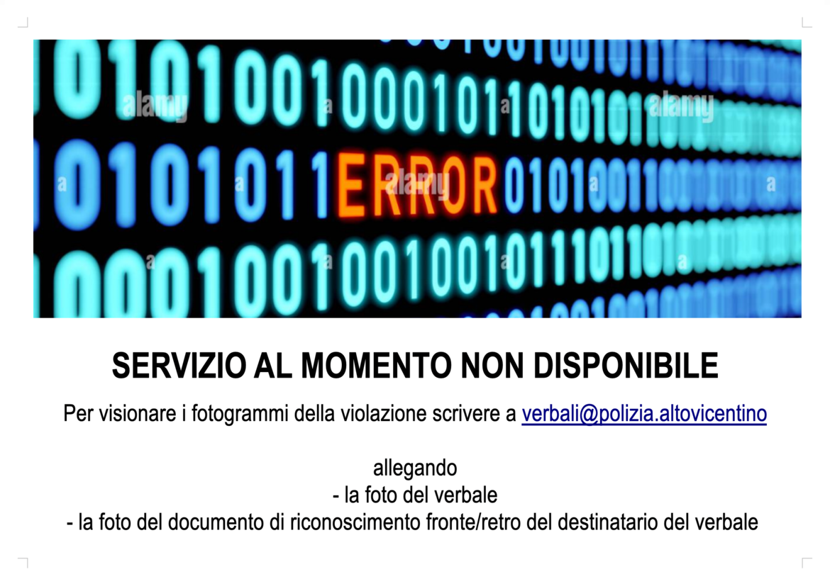 Immagine: SERVIZIO AL MOMENTO NON DISPONIBILE